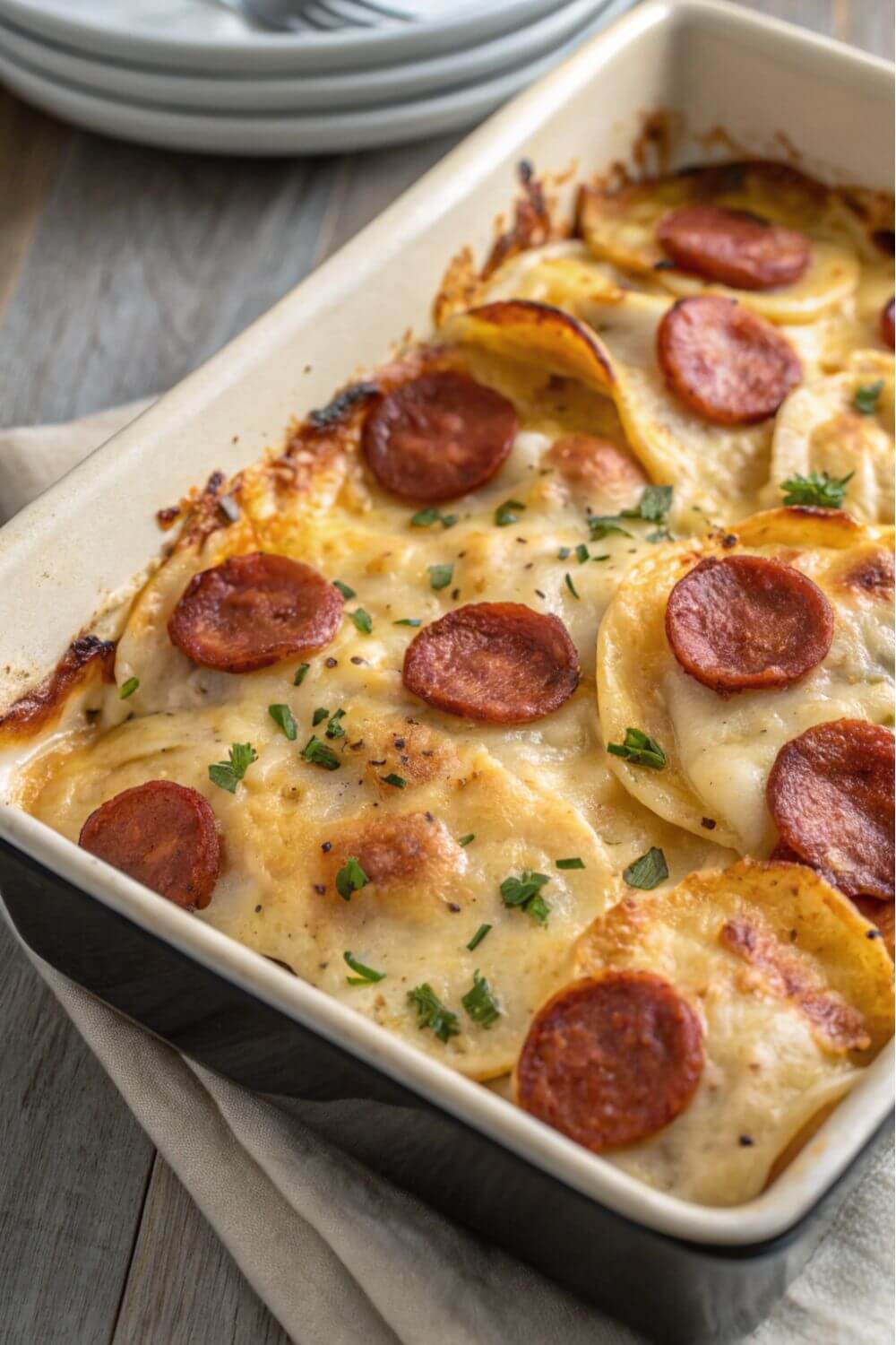 Crockpot Pierogi Casserole with Kielbasa