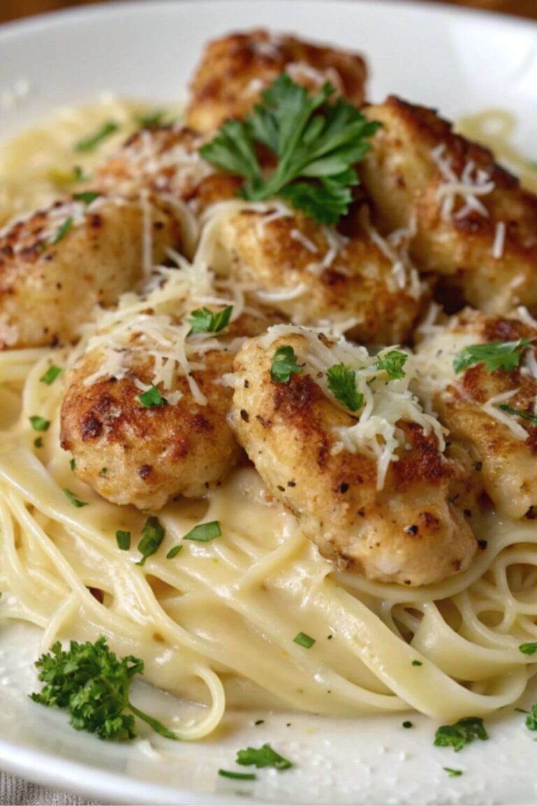 Garlic Butter Chicken Bites with Creamy Parmesan Pasta