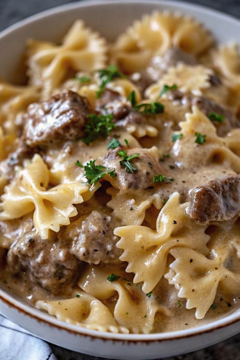 Creamy Beef and Bowtie Pasta Recipe