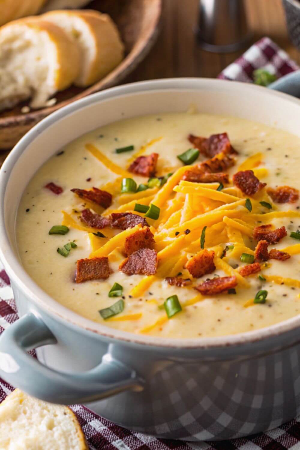 Potato soup with bacon and cheese.