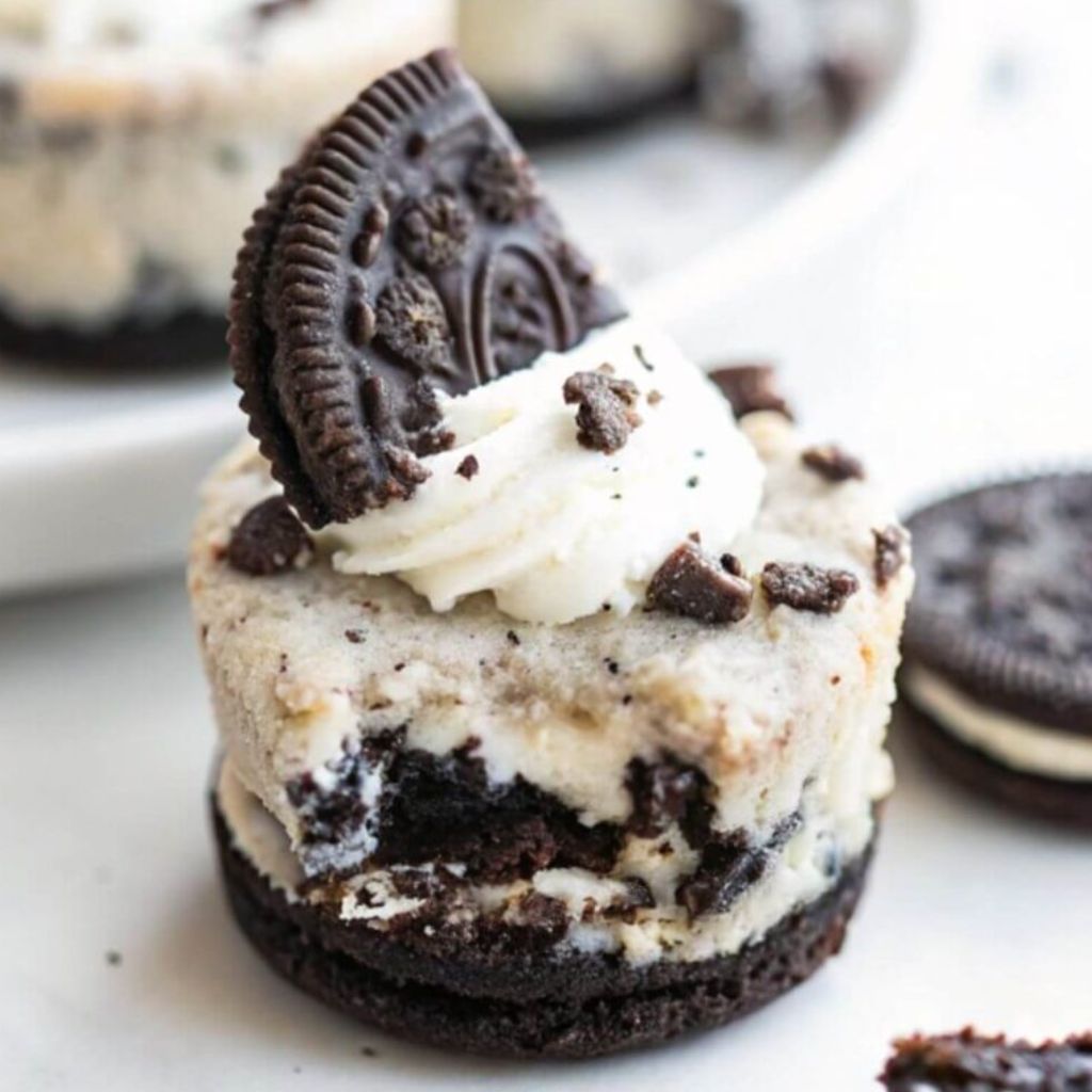 A mini oreo cheesecake.