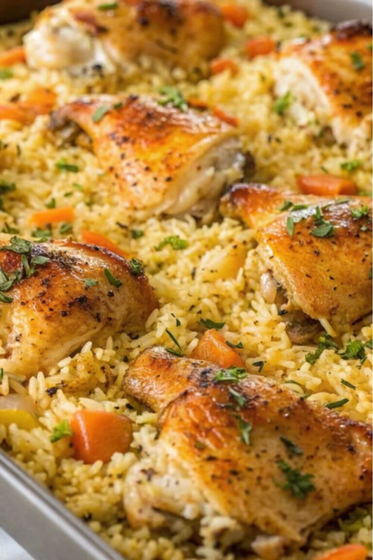 One-Dish Oven-Baked Chicken and Rice Recipe