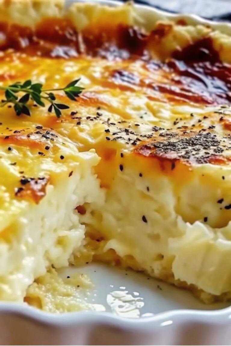 Baked cottage cheese eggs in a dish.