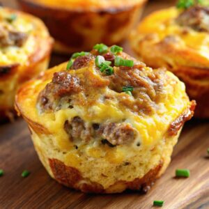 Sausage and cheese egg breakfast muffins.