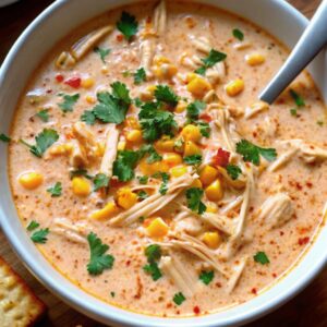 Bowl of white chicken chili.