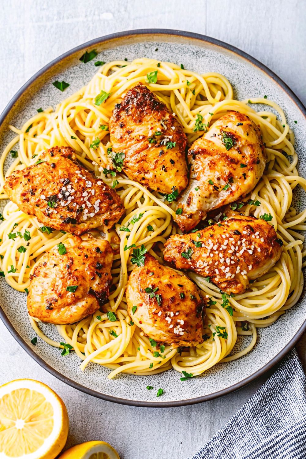 Garlic Butter Chicken with Lemon Parmesan Pasta
