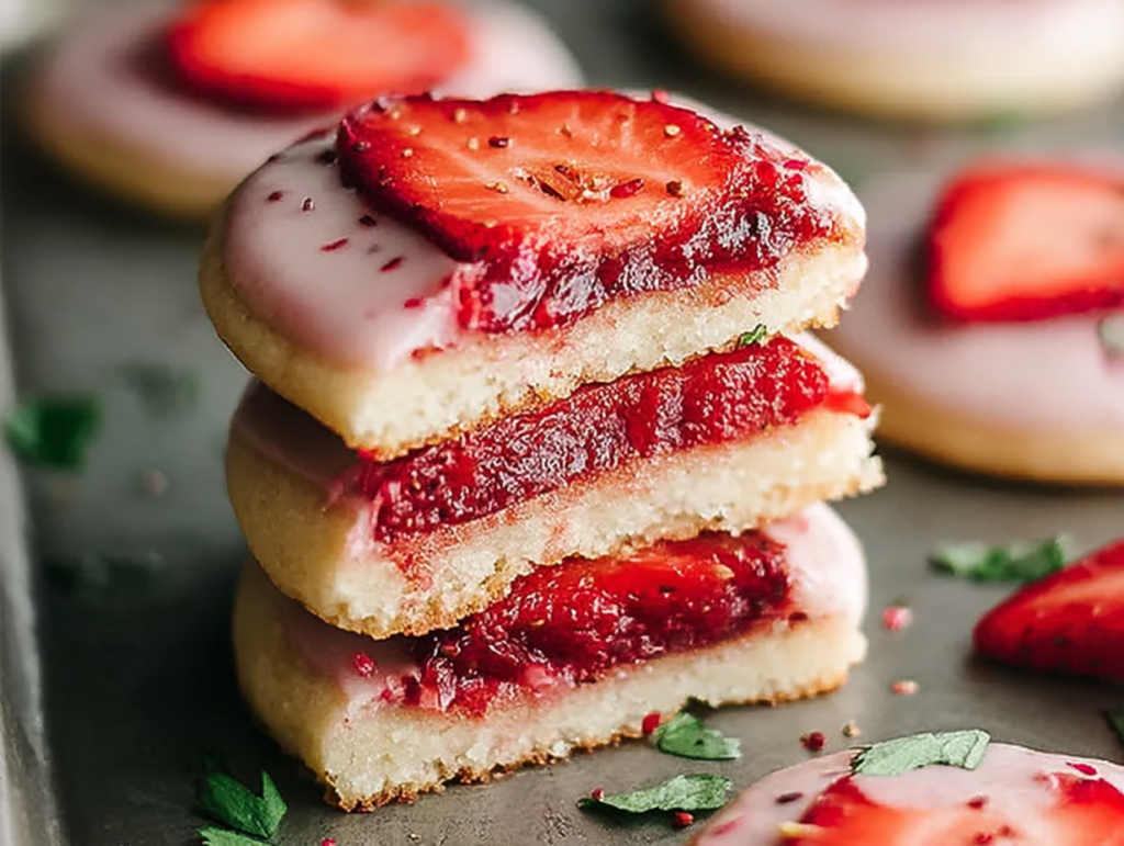 Easy Strawberry Shortbread Cookies- Deliciously Sweet Bites